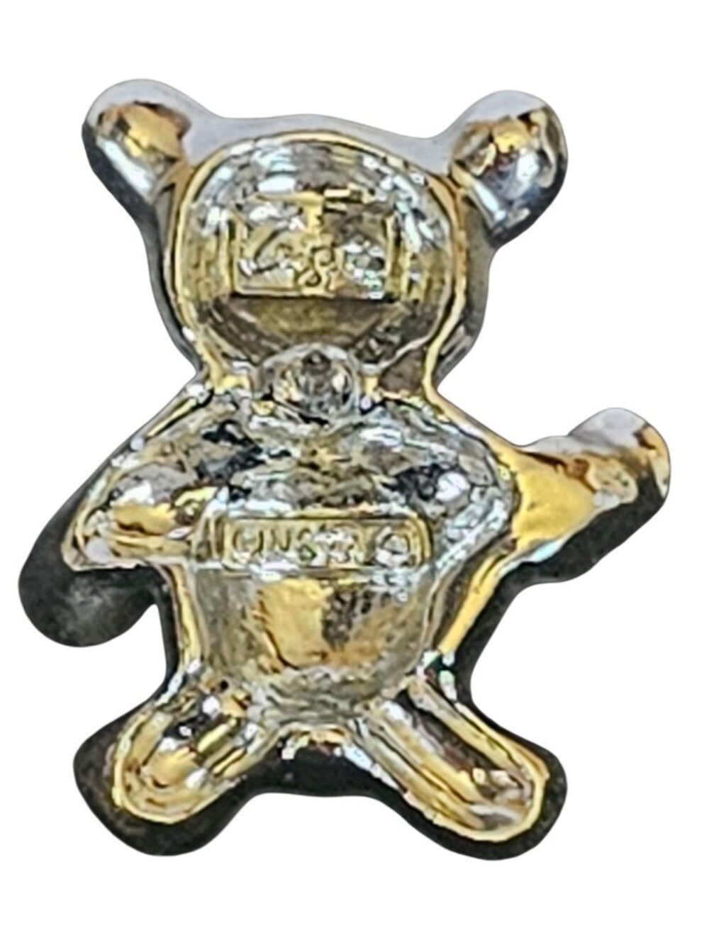 Vintage Signed Gigi Giusti Teddy Bear Pin Brooch Heart Matte Silver Tone - Picture 4 of 8
